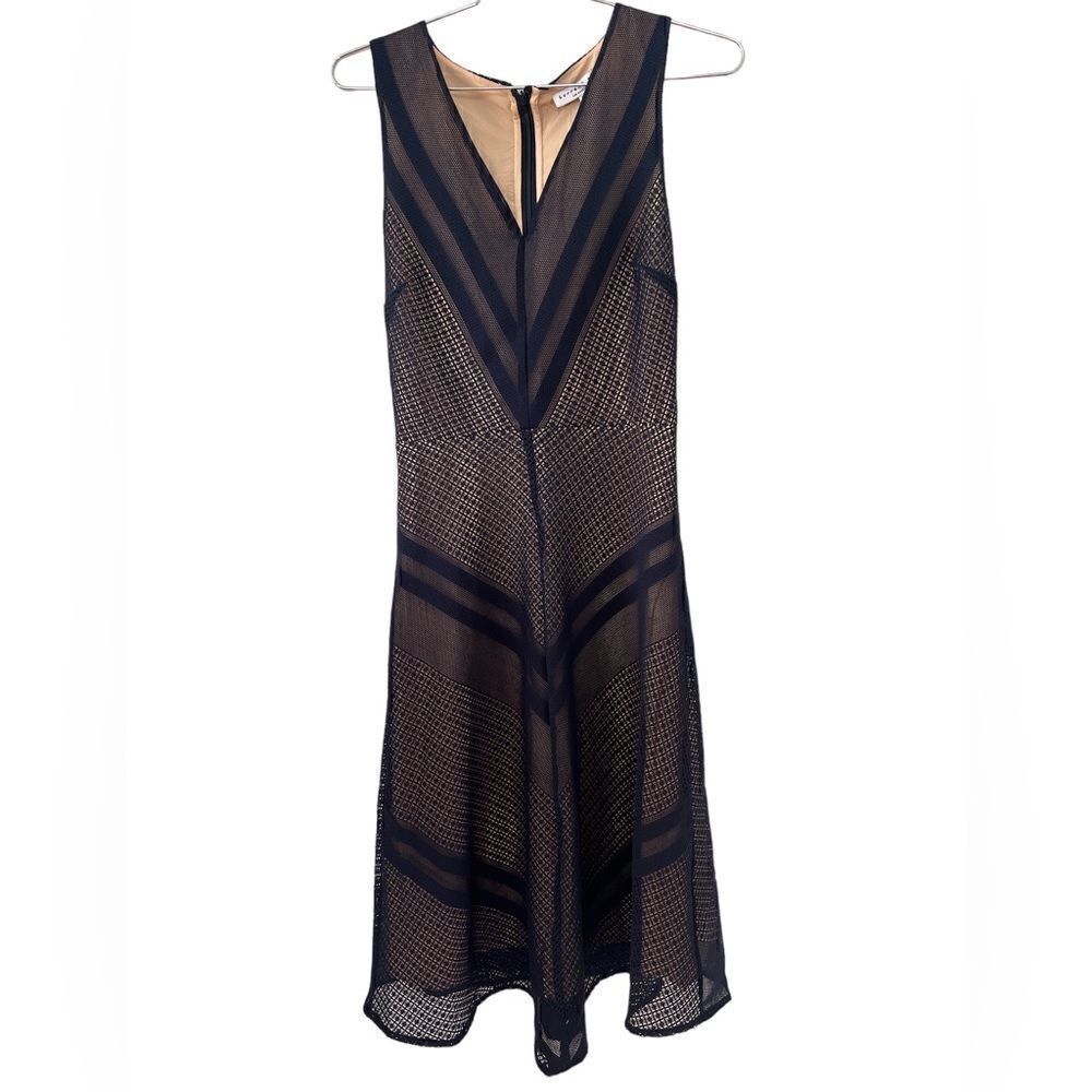 Current Air Anthropologie Hearst Lace Patchwork V Neck Midi Dress Navy NEW